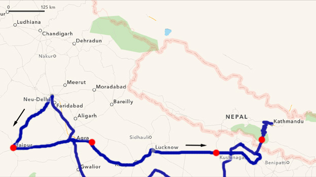 Unsere Route in Rajasthan.