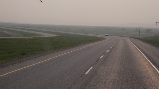 Kein Nebel, sondern Asche eines Buschbrandes.