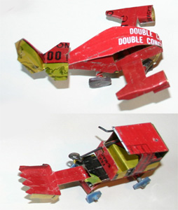 Von Kindern gefertigtes Spielzeug aus Konservendosen.